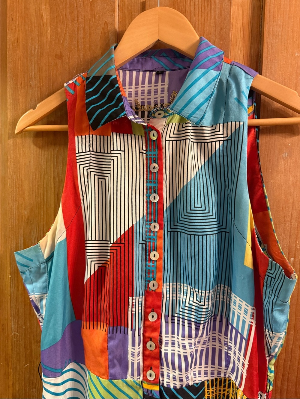 Desigual Multicolor Geometric Button-Down Shirt